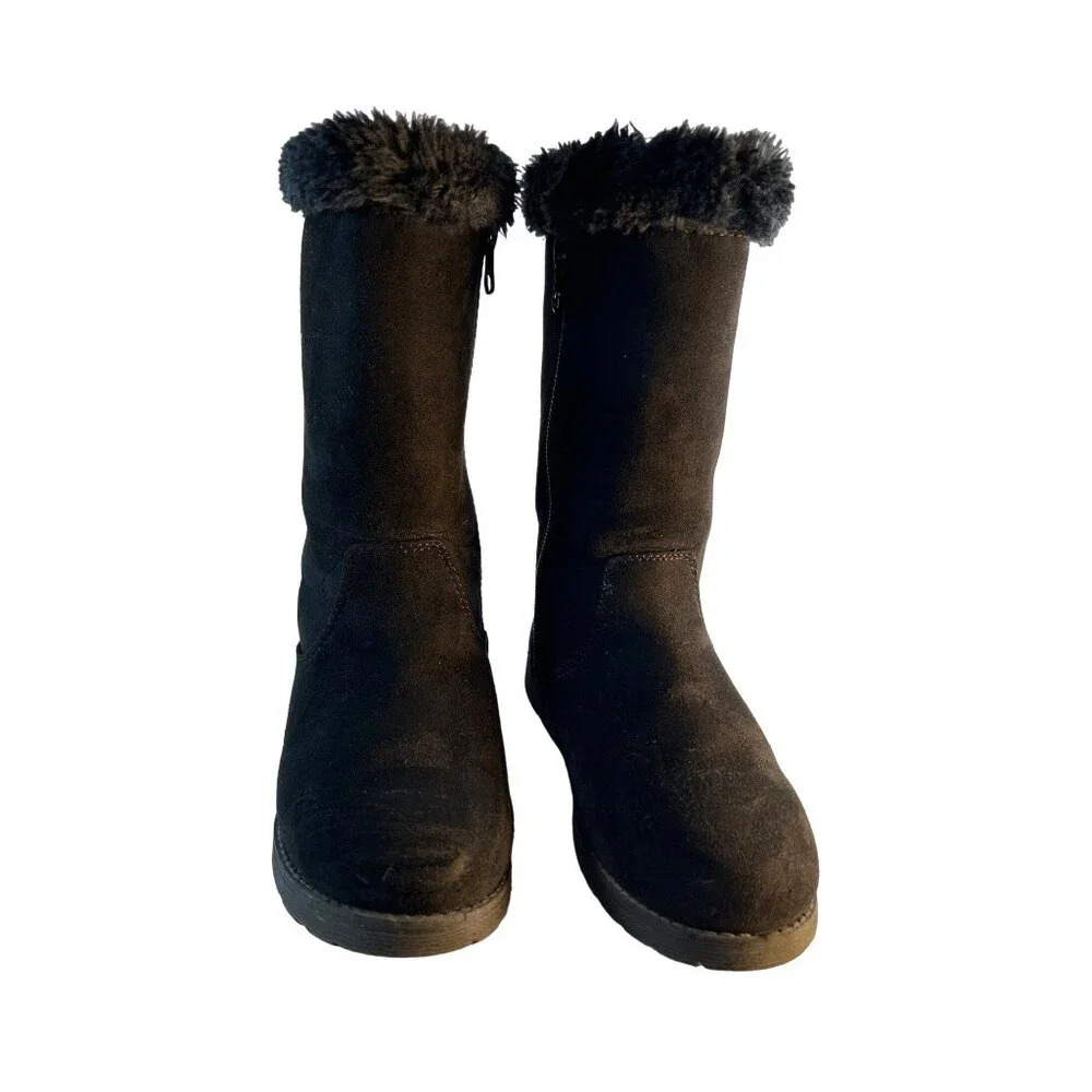 Target Boots/Shoes Girls Size 1 Black RN 17730 Faux Fur Upper Side Zip